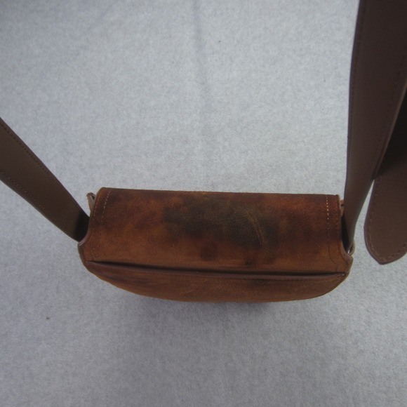 Quince Bag Brown Cow Suede Leather Trim‎ Saddle Crossbody Adjustable Strap - Picture 6 of 15